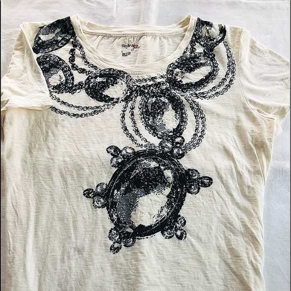 Style & Co. short sleeve cotton T-shirt with beads - Picture 1 of 4